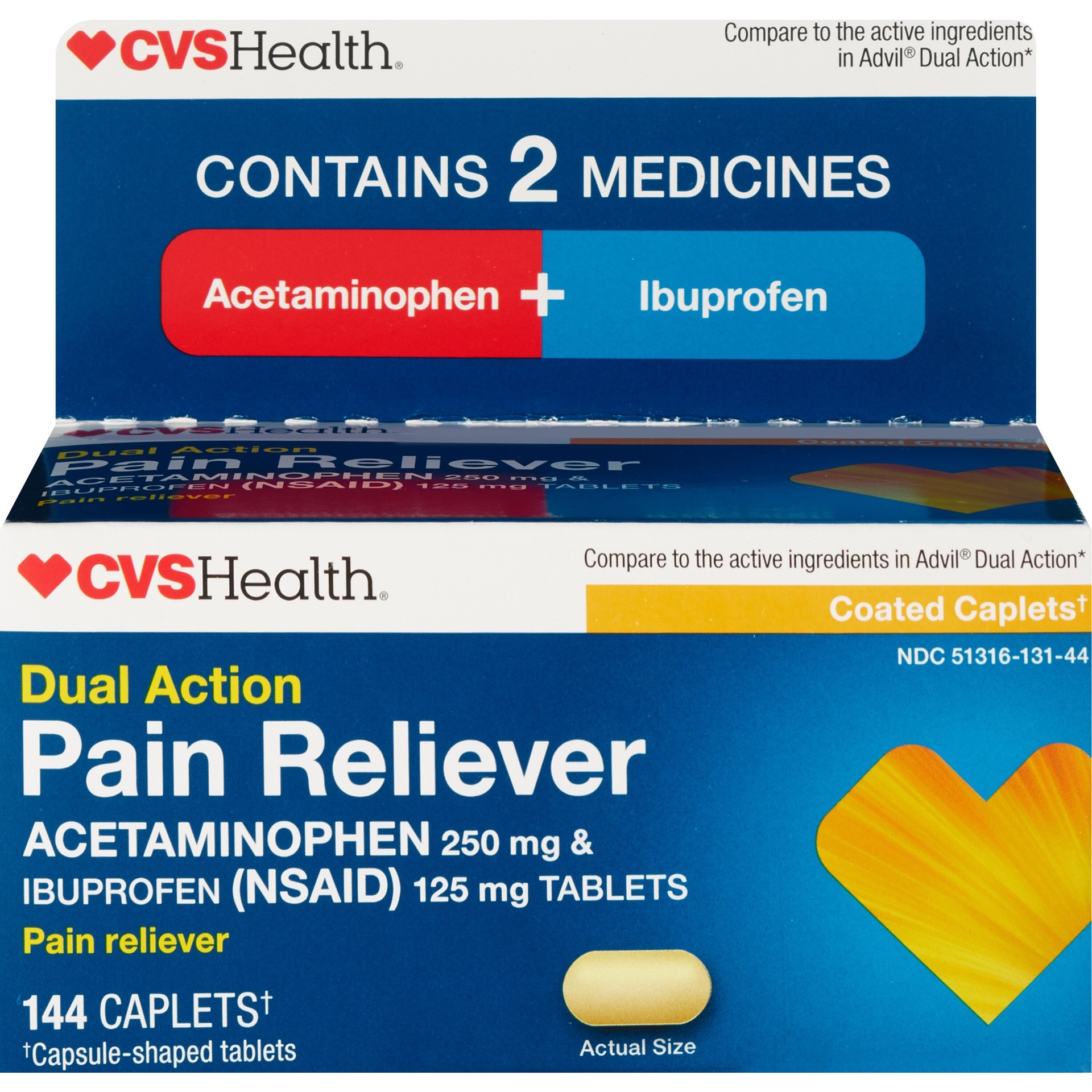 slide 1 of 1, Cvs Health Dual Action Ibuprofen + Apap Caplets, 144 Ct, 144 ct