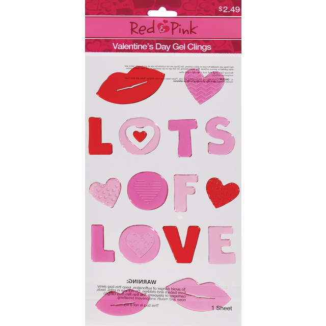 slide 1 of 1, Valentine Gel Cling Asst 5.5X12, 1 ct