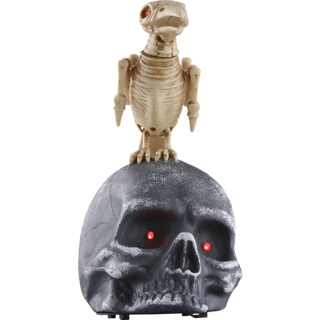 slide 1 of 1, 9" Raven On Stone Skull, 1 ct
