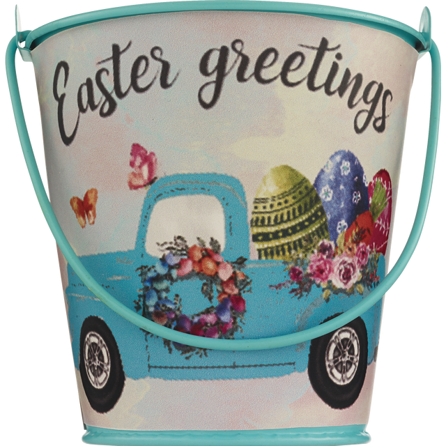 slide 1 of 1, Easter Metal Bucket 2 Asst, 1 ct