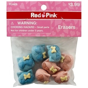slide 1 of 1, Red & Pink Valentine's Day Novelty Erasers, 8 Ct, 8 ct