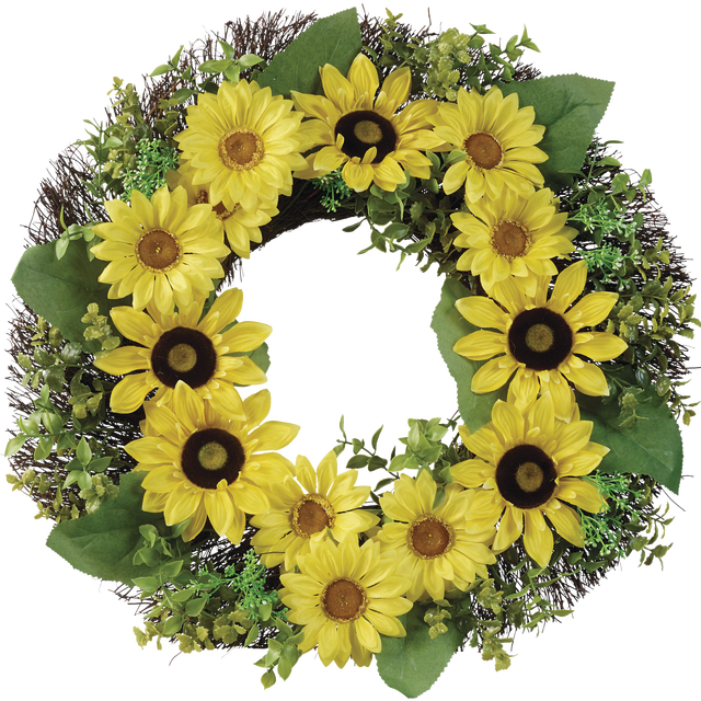 slide 1 of 1, 24?In Sunflower Wreath, 1 ct