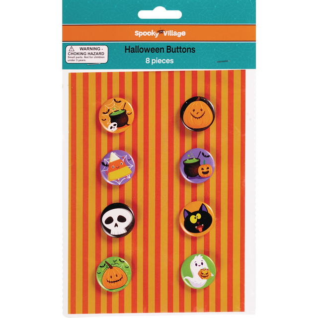 slide 1 of 1, 8 Count Halloween Buttons, 1 ct