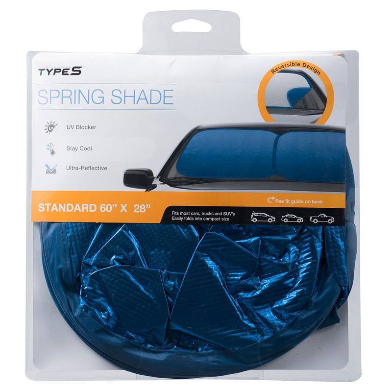 slide 1 of 5, Type S Standard Fashion Reversible Spring Sunshade Blue/Silver, 1 ct