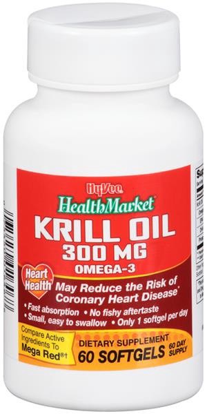 slide 1 of 1, Hy-Vee HealthMarket Krill Oil Dietary Supplement Softgels, 60 ct