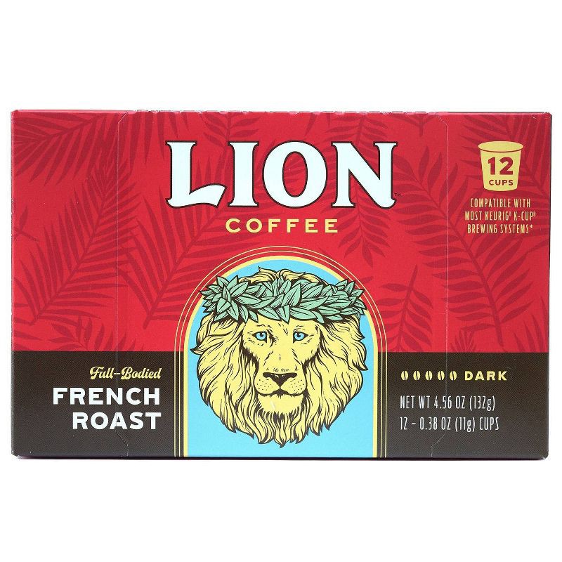 slide 1 of 3, Lion Coffee French Roast Dark Roast Coffee Pods - 12ct, 12 ct