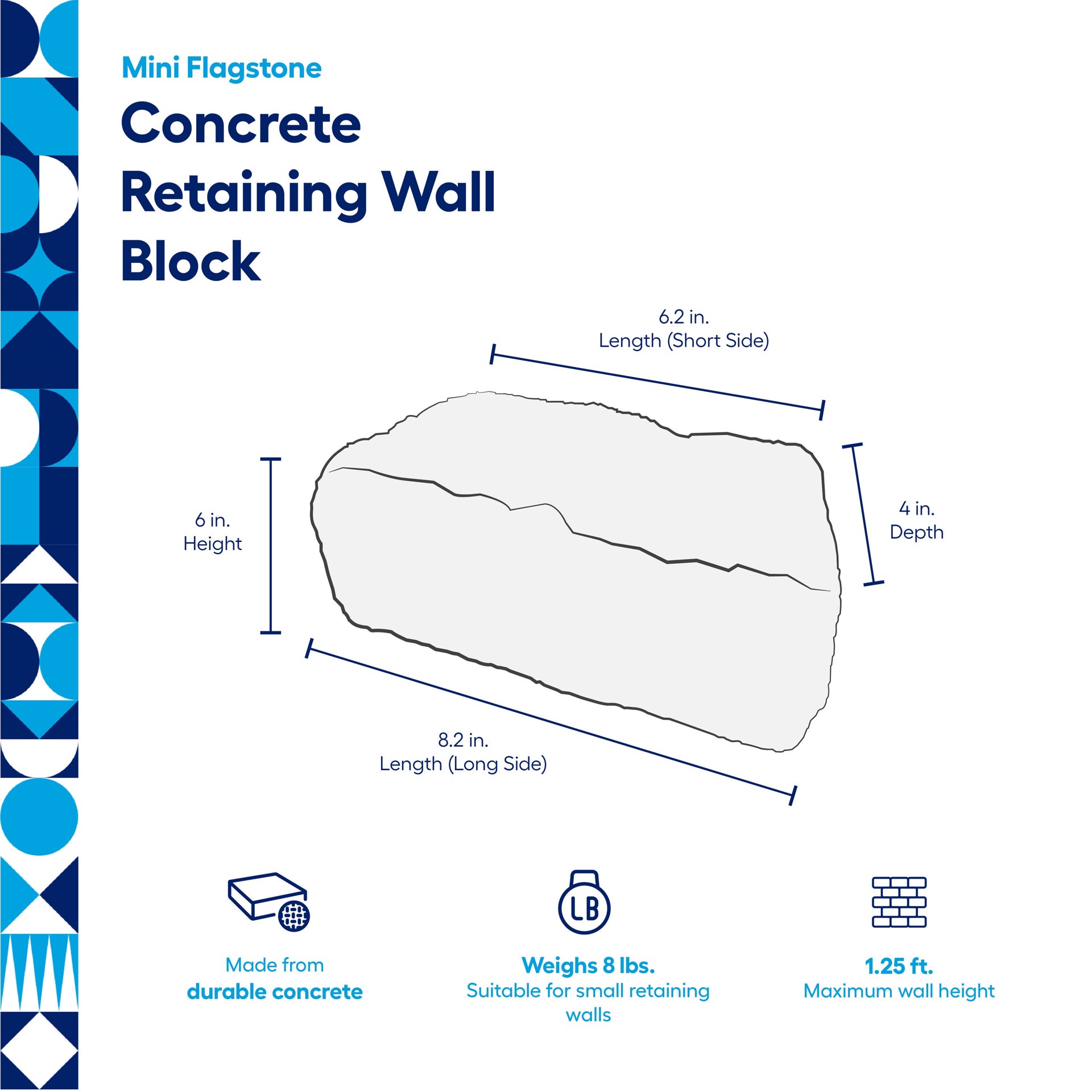 slide 3 of 5, 3.0-in H x 8.2-in L x 4.0-in D Jaxon Concrete Retaining wall block, 1 ct