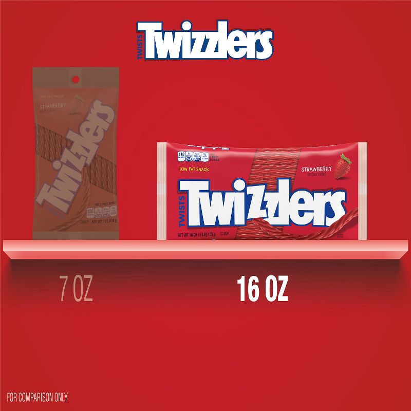 slide 7 of 7, Twizzlers Strawberry Flavored Licorice Twists, Low Fat Candy - 16oz, 16 oz