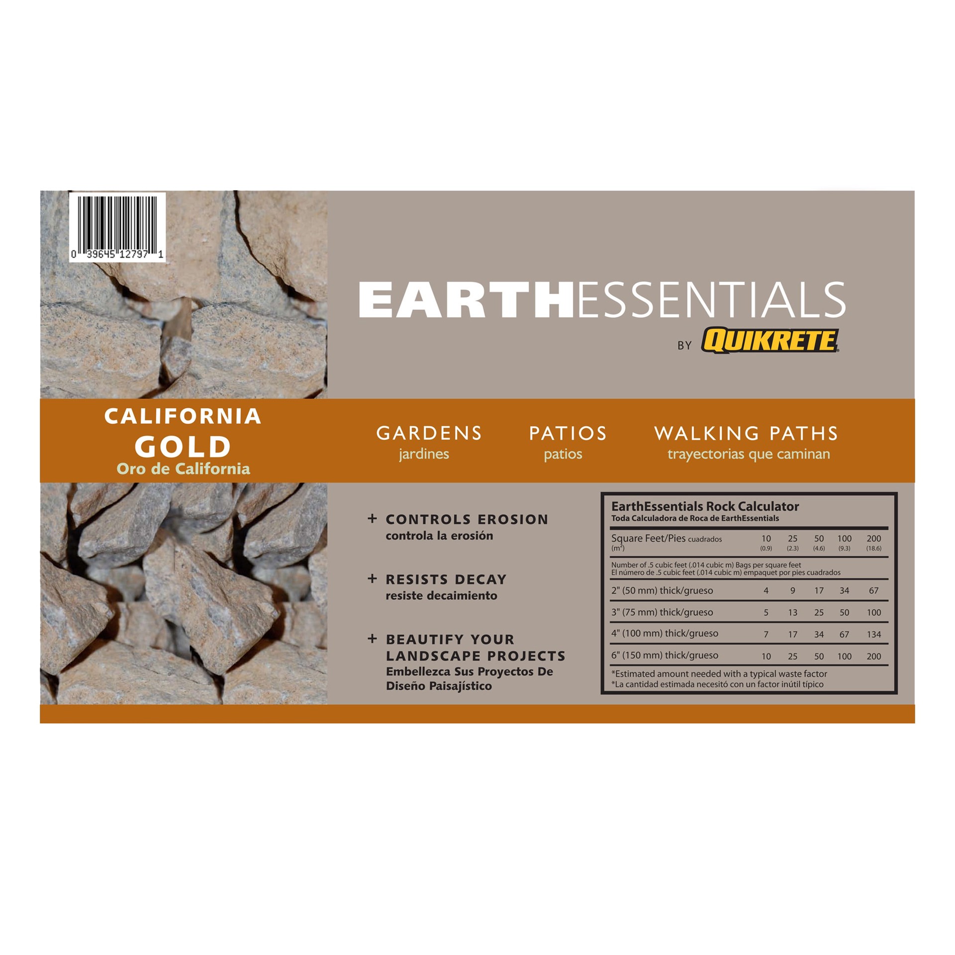 slide 1 of 5, EARTHESSENTIALS BY QUIKRETE California 0.5 cu ft Gold Garden rock (0.5 - 3-in), 1 ct