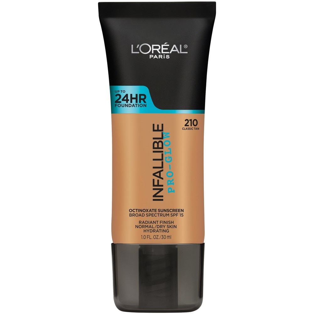 slide 2 of 3, L'Oreal Paris Infallible Pro-Glow Foundation Normal/Dry Skin with SPF 15 - 210 Classic Tan - 1 fl oz, 1 fl oz