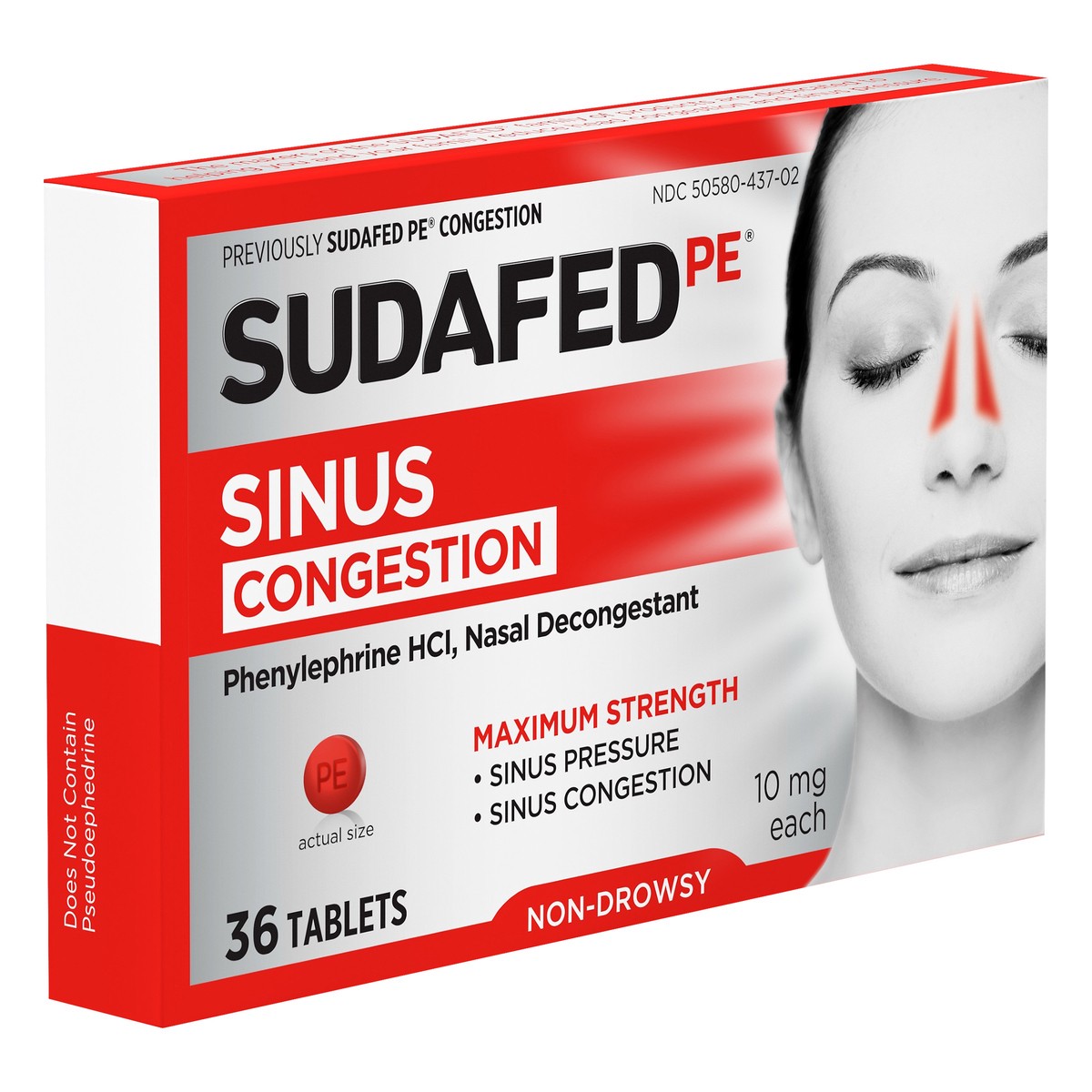 slide 5 of 7, Sudafed PE Maximum Strength Congestion & Sinus Pressure Relief Tablets - 36ct, 36 ct