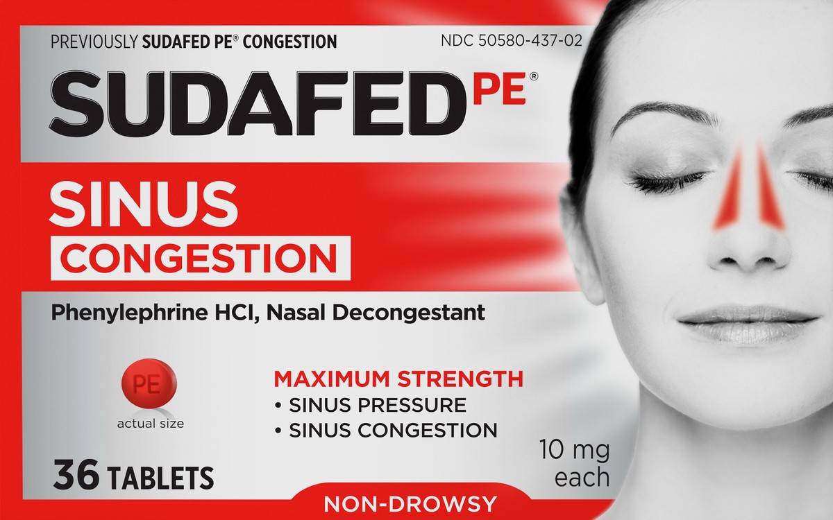 slide 7 of 7, Sudafed PE Maximum Strength Congestion & Sinus Pressure Relief Tablets - 36ct, 36 ct