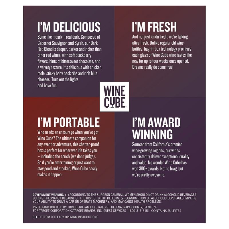 slide 3 of 5, Dark Red Blend Red Wine - 3L Box - Wine Cube™, 3 liter