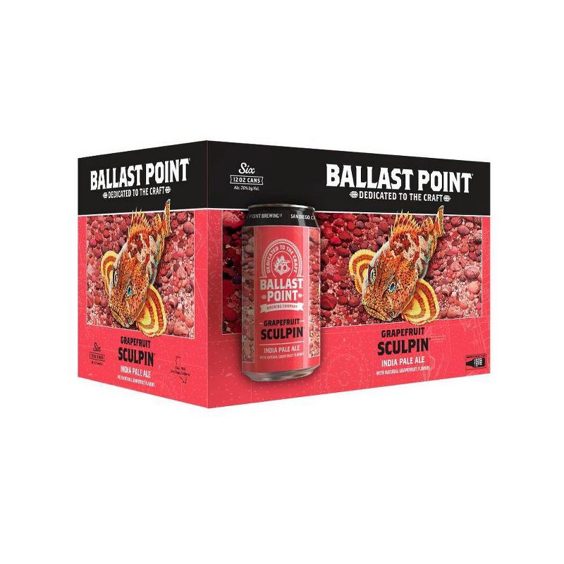 slide 1 of 3, Ballast Point Grapefruit Sculpin IPA Beer - 6pk/12 fl oz Cans, 6 ct; 12 fl oz