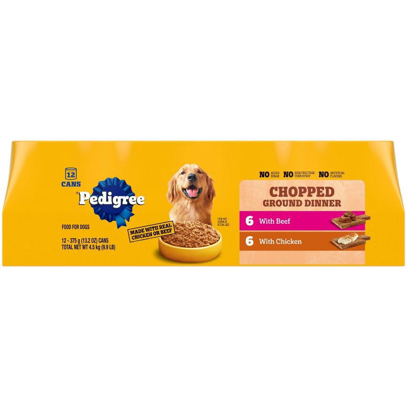 slide 2 of 17, Pedigree Chopped Ground Dinner Chicken and Beef Flavor Variety Pack Wet Dog Food - 13.2oz/12ct, 13.2 oz, 12 ct