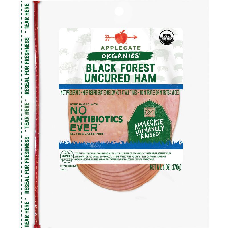 slide 1 of 4, Applegate Farms Applegate Organic Uncured Black Forest Ham - 6oz, 6 oz