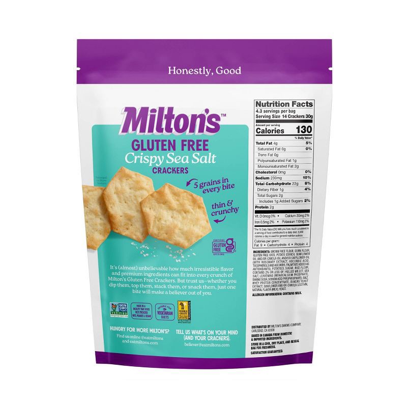 slide 2 of 4, Milton's Craft Bakers Gluten Free Crispy Sea Salt Crackers - 4.5oz, 4.5 oz