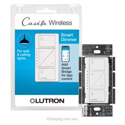 Lutron Caseta Lighting Single-pole/3-way Smart Compatible Decorator Light dimmer switch White