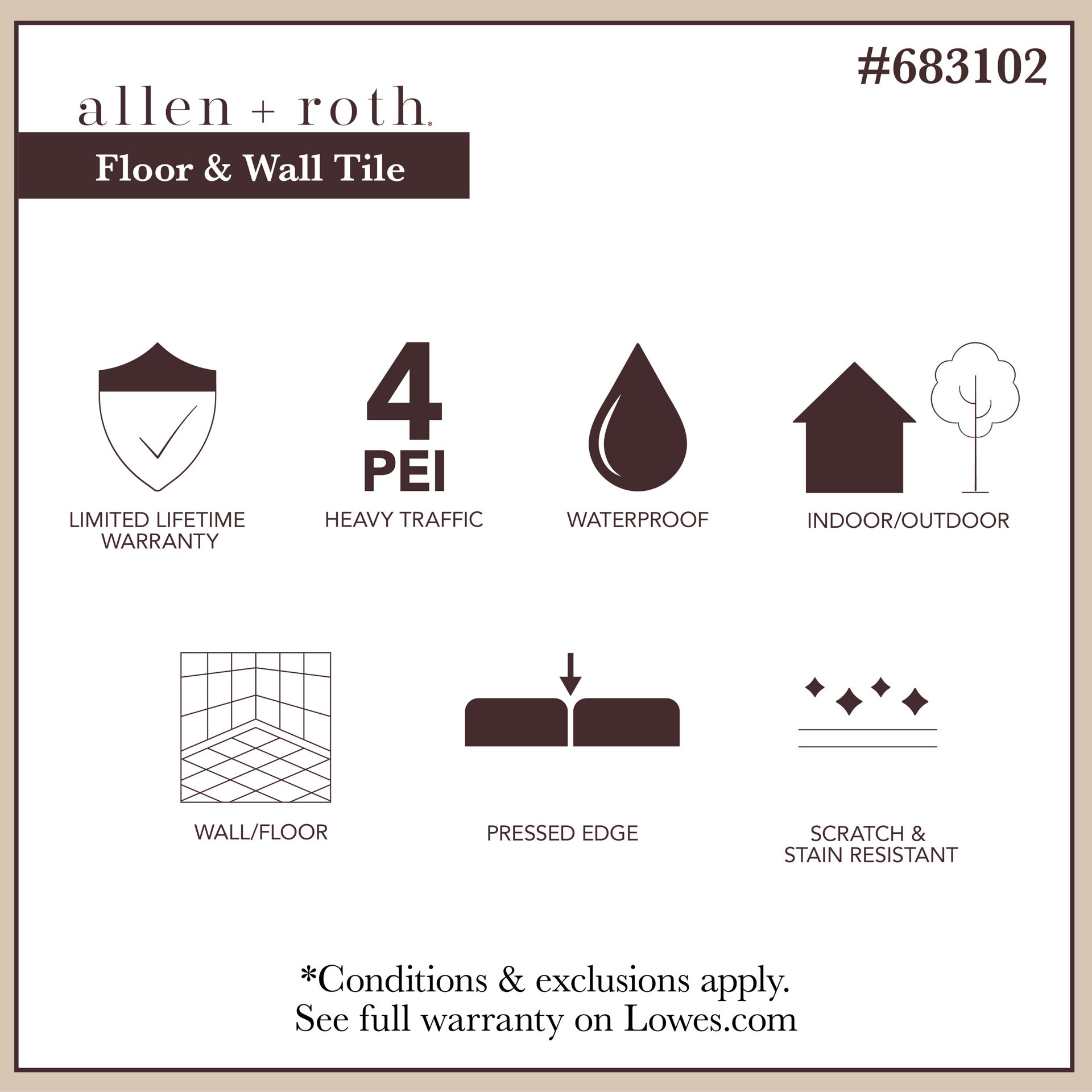 slide 2 of 6, allen + roth Sovereign Stone Pearl 6-in x 12-in Glazed Porcelain Floor and Wall Tile ( 0.49-sq ft Piece ), 1 ct
