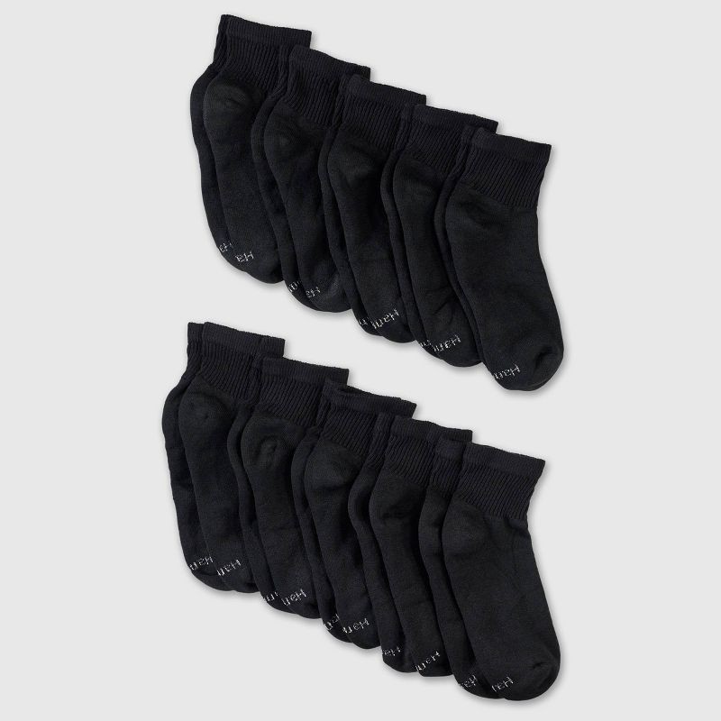 slide 2 of 3, Hanes Women's Cushioned 10pk Ankle Socks - Black 5-9, 10 ct