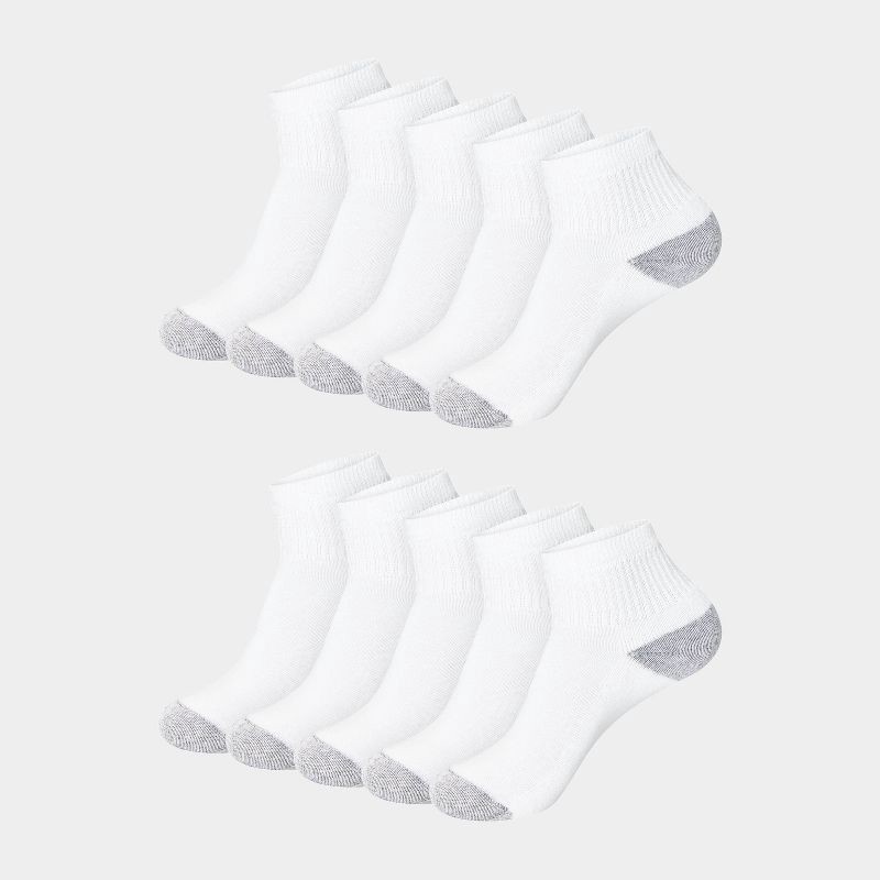 slide 1 of 8, Hanes Women's Extended Size Cushioned 10pk Ankle Socks - White 8-12: Knit Midweight, Reinforced Heel & Toe, 10 ct