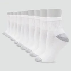Hanes Women's Extended Size Cushioned 10pk Ankle Socks - White 8-12: Knit Midweight, Reinforced Heel & Toe