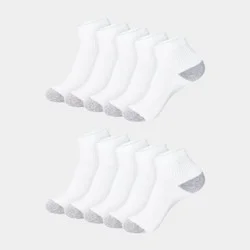 Hanes Women's Extended Size Cushioned 10pk Ankle Socks - White 8-12: Knit Midweight, Reinforced Heel & Toe