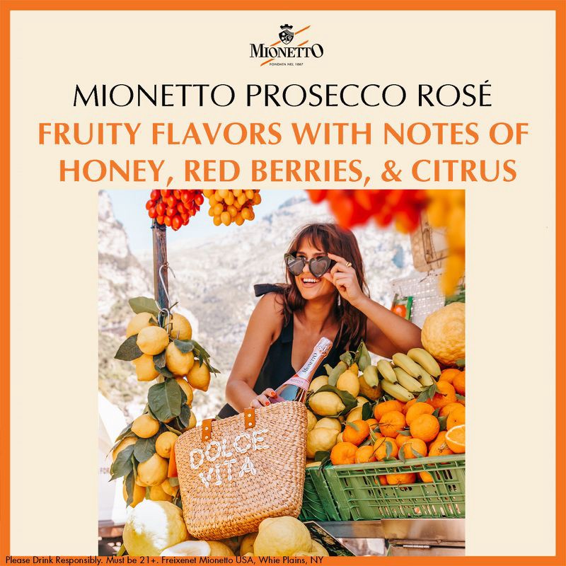 slide 3 of 7, Mionetto Prosecco Rosé Wine - 750ml Bottle, 750 ml