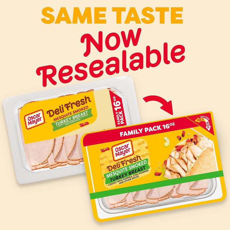slide 3 of 11, Oscar Mayer Deli Fresh Mesquite Smoked Turkey Breast Sliced Lunch Meat Family Size - 16oz, 16 oz