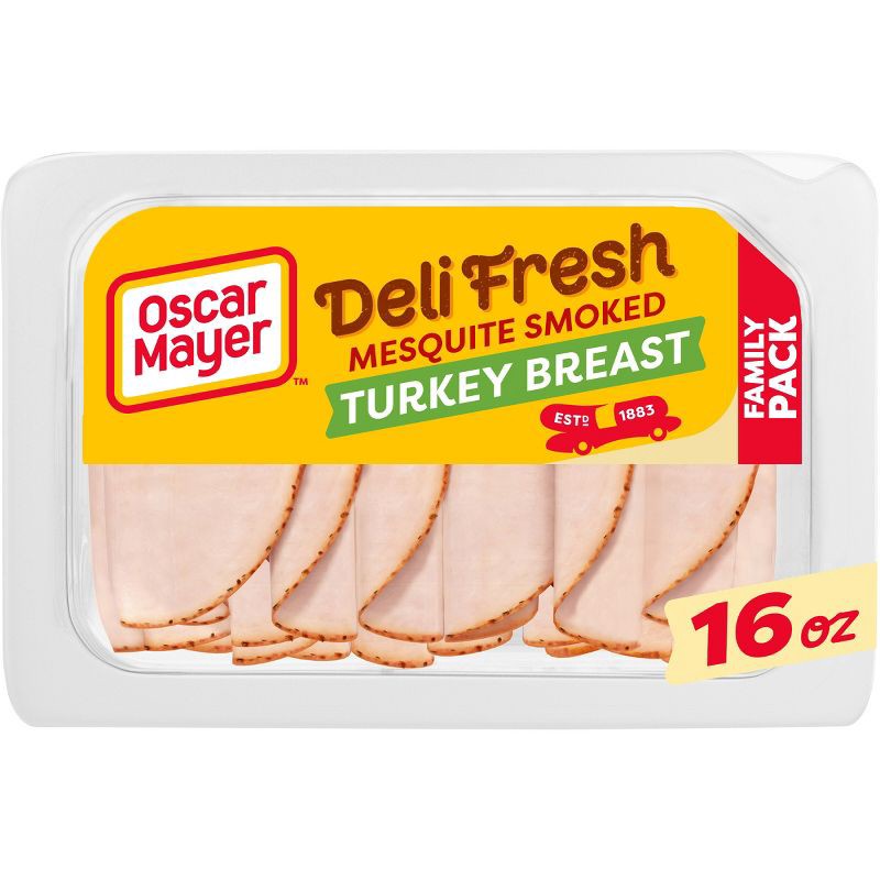 slide 1 of 9, Oscar Mayer Deli Fresh Mesquite Smoked Turkey Breast Sliced Lunch Meat Family Size - 16oz, 16 oz