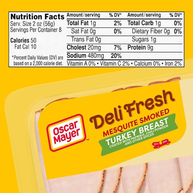 slide 7 of 9, Oscar Mayer Deli Fresh Mesquite Smoked Turkey Breast Sliced Lunch Meat Family Size - 16oz, 16 oz