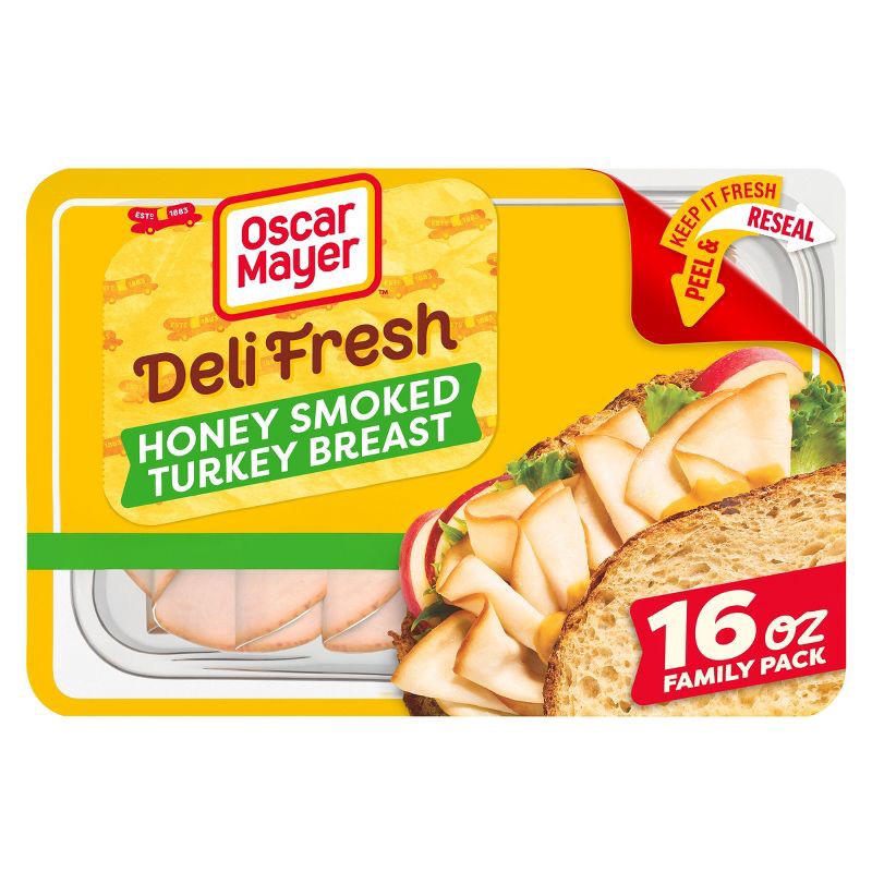 slide 1 of 9, Oscar Mayer Deli Fresh Honey Smoked Turkey Breast Sliced Lunch Meat Family Size - 16oz, 16 oz