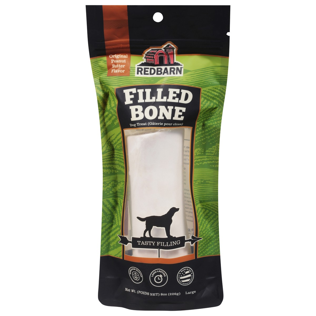 slide 1 of 2, Redbarn Naturals Filled Bone Dog Treat - Large Dog, Peanut Butter, 8 oz