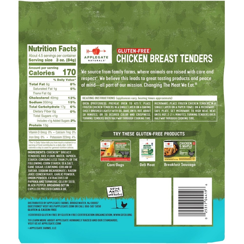 slide 2 of 4, Applegate Farms Applegate Naturals Gluten Free Family Size Chicken Breast Tenders - Frozen, 14 oz