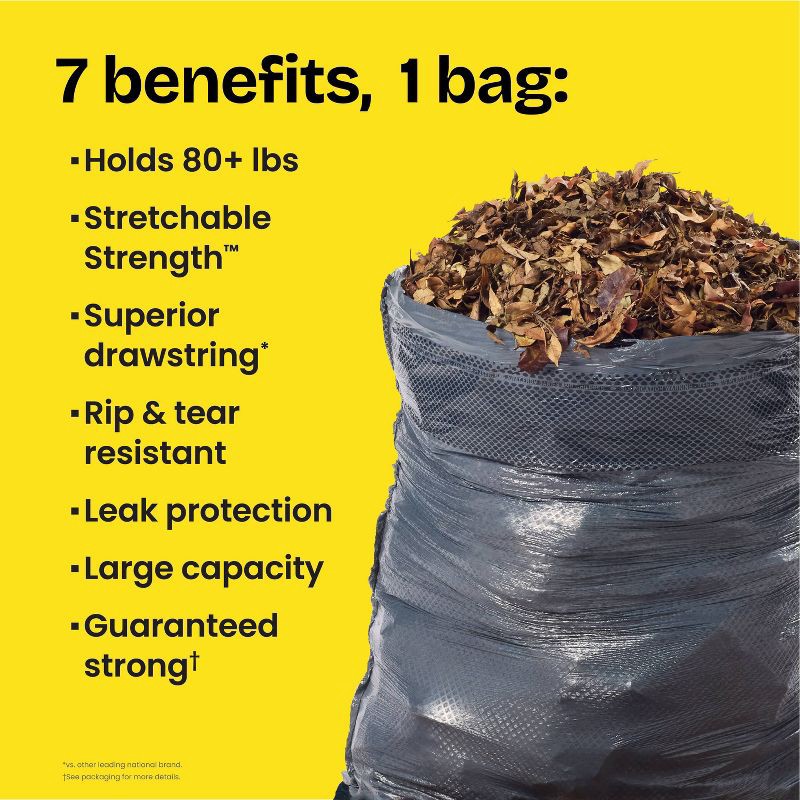 slide 3 of 10, Glad ForceFlex Large Drawstring Black Trash Bags - 30gal/34ct, 30 gal, 34 ct
