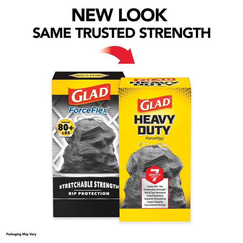 slide 3 of 15, Glad ForceFlex Large Drawstring Black Trash Bags - 30gal/34ct, 30 gal, 34 ct