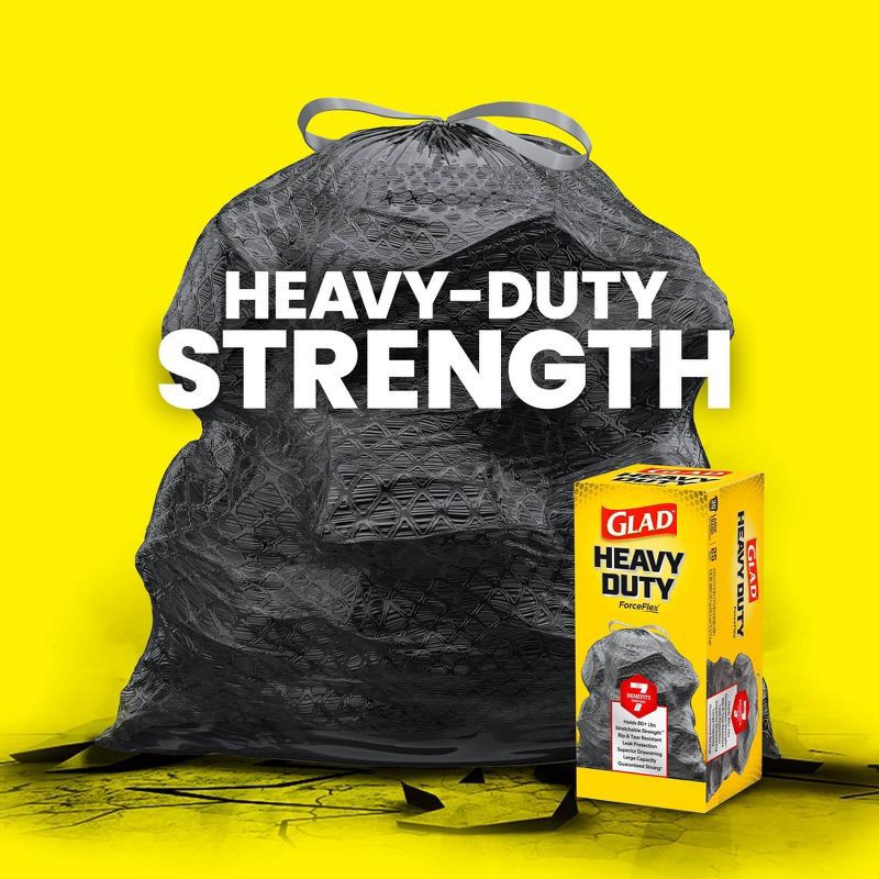 slide 5 of 15, Glad ForceFlex Large Drawstring Black Trash Bags - 30gal/34ct, 30 gal, 34 ct