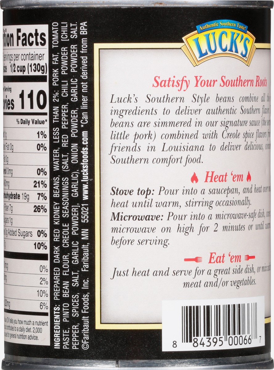 slide 3 of 13, Luck's Seasoned with Pork Southern Style Red Kidney Beans in Creole Sauce 20 oz, 20 oz