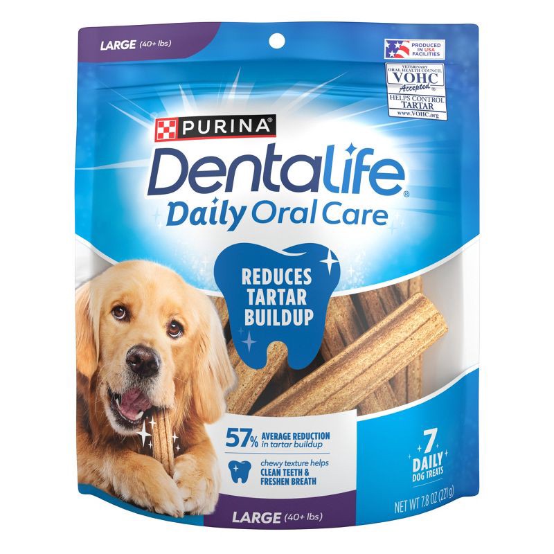 slide 1 of 9, Purina Dentalife Daily Oral Care Chicken Flavor Large Dental and Hard Chew Dog Treats - 7.8oz, 7.8 oz