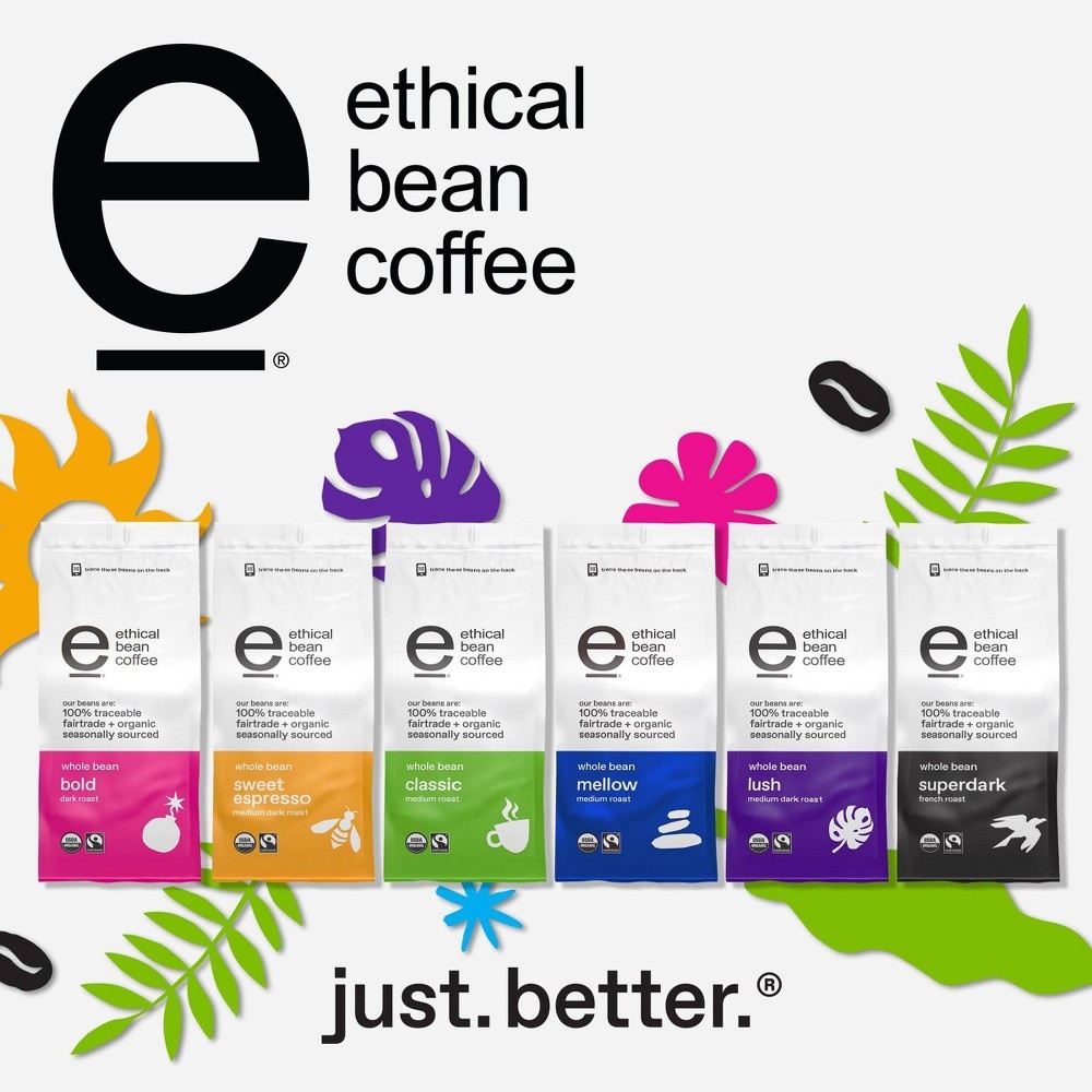 slide 4 of 9, Ethical Bean Coffee Lush Medium Dark Roast Whole Bean Coffee, 12 oz