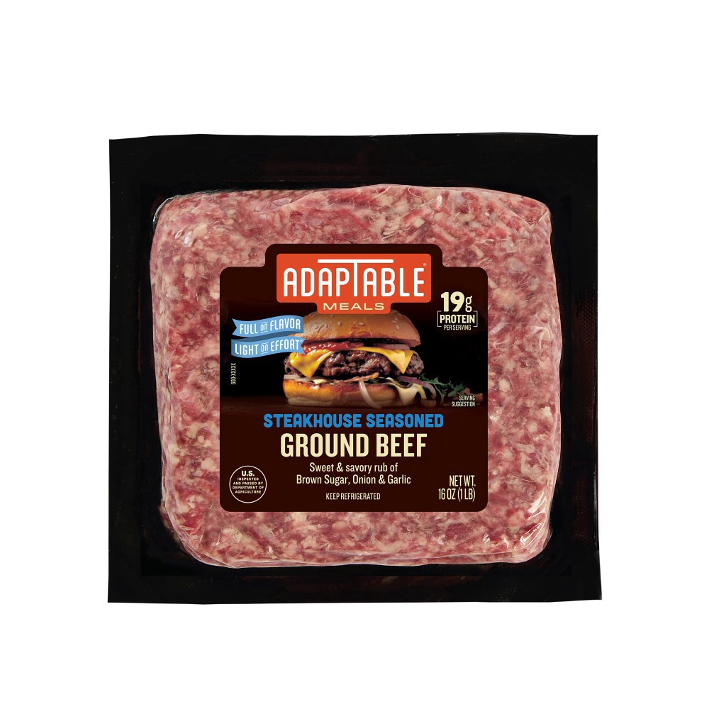 slide 1 of 4, AdapTable® Steakhouse Seasoned Ground Beef, 16 oz