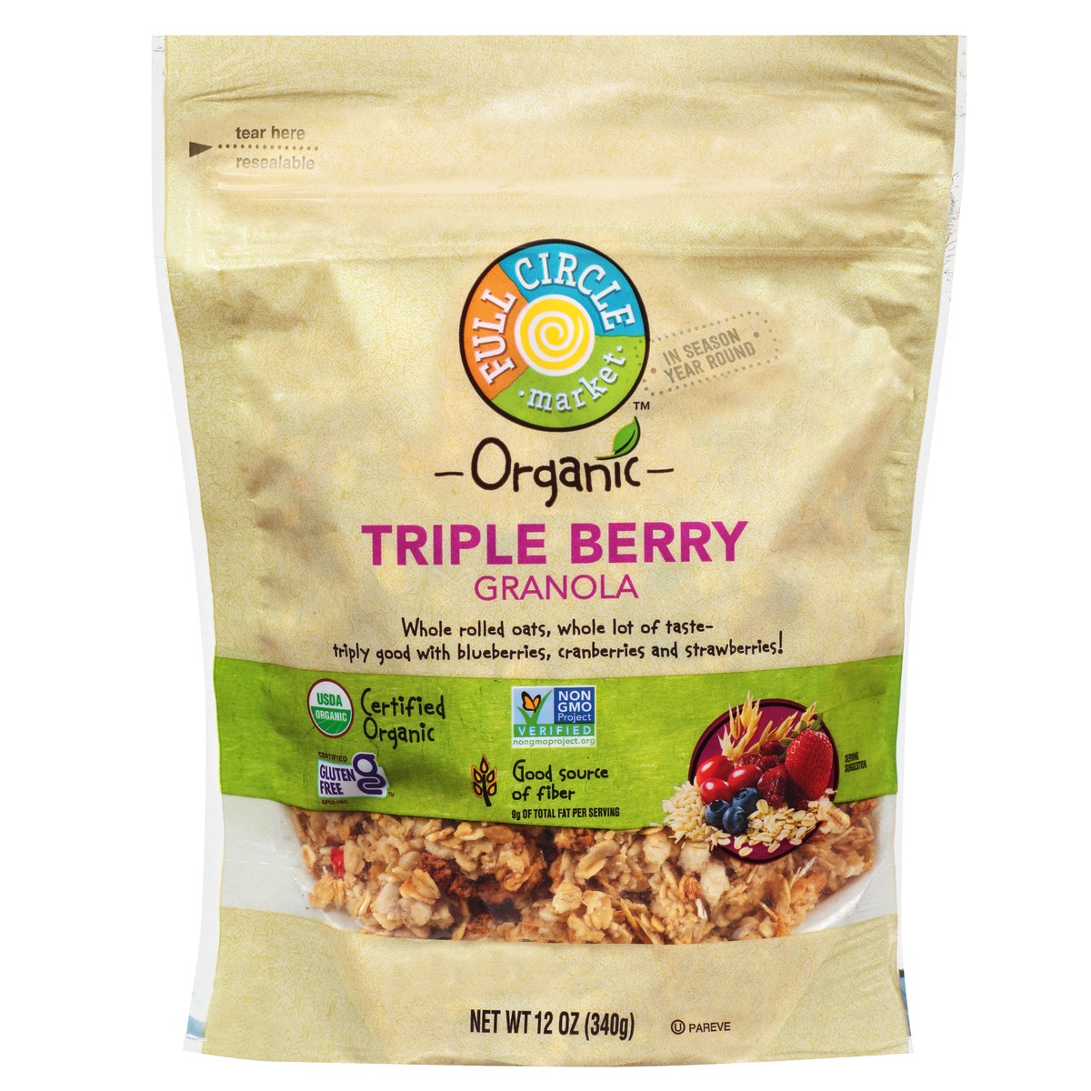 slide 8 of 18, Full Circle Market Organic Triple Berry Granola 12 oz, 12 oz