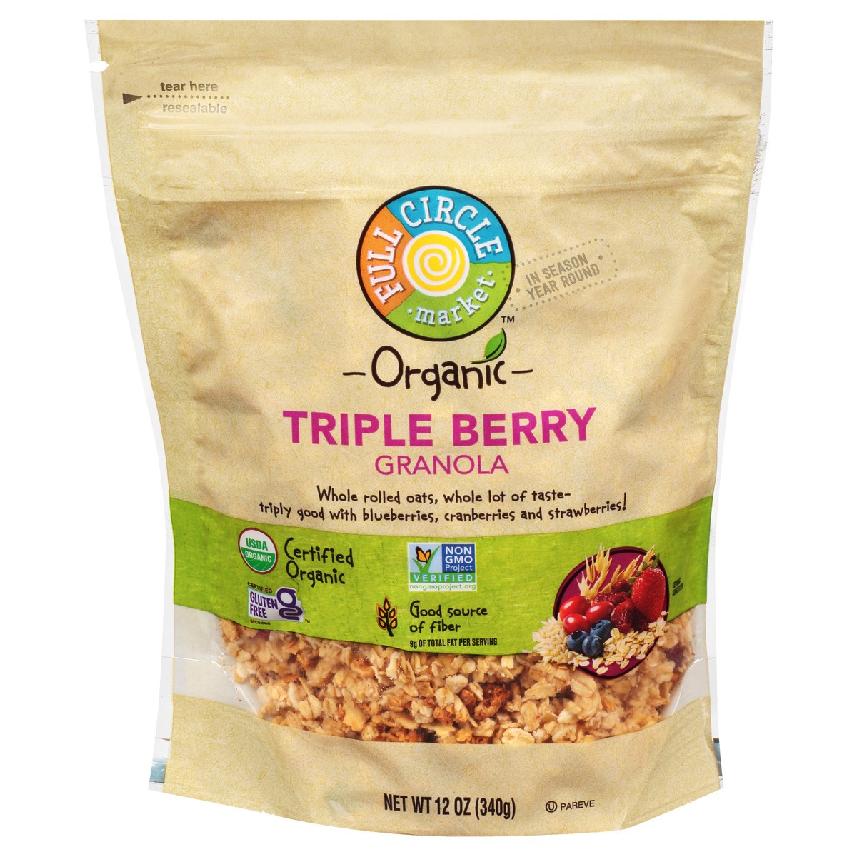 slide 14 of 18, Full Circle Market Organic Triple Berry Granola 12 oz, 12 oz