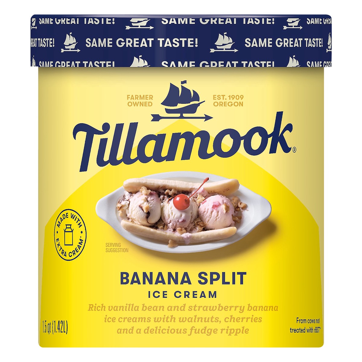 slide 1 of 4, Tillamook Banana Split Ice Cream 1.5 qt, 48 oz