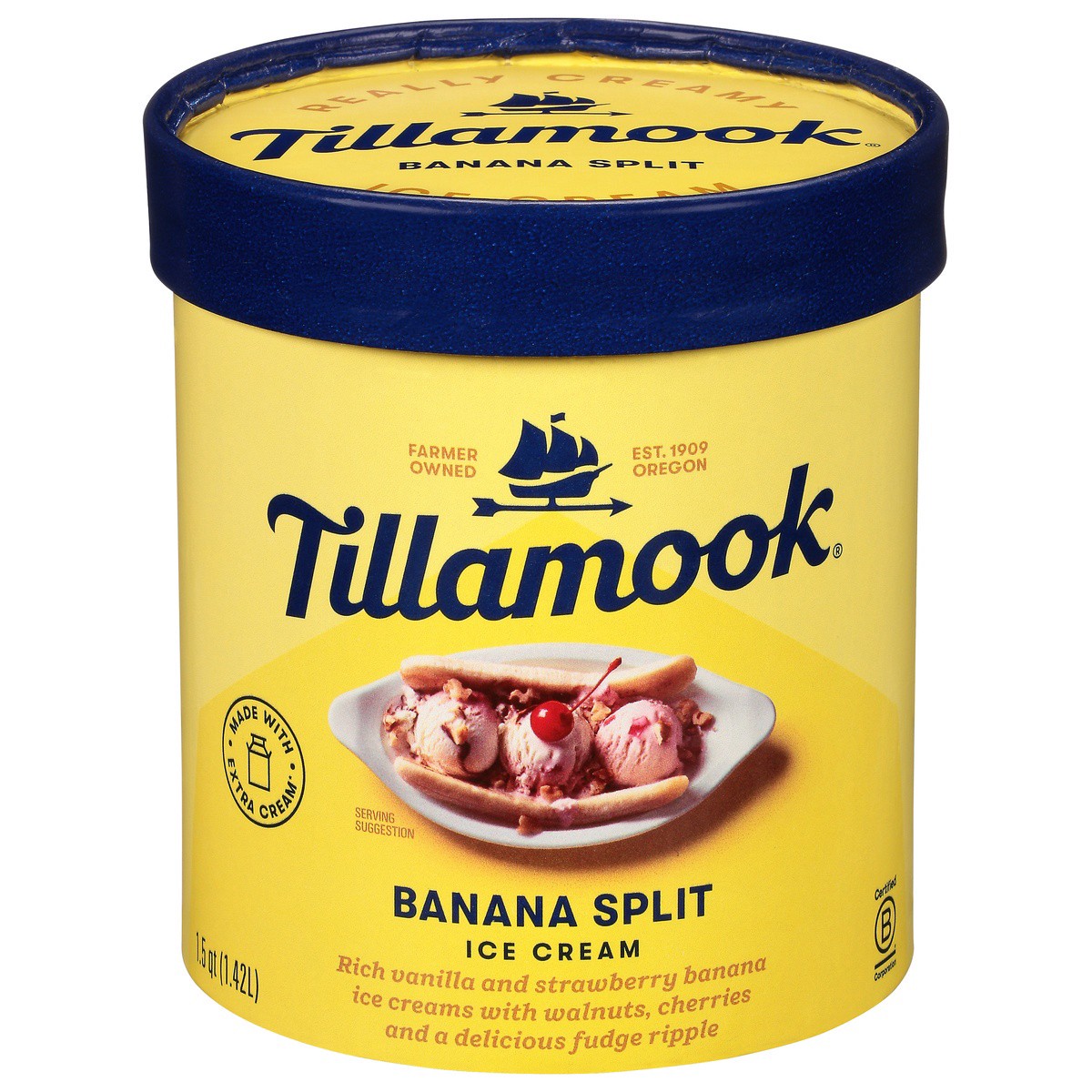 slide 1 of 4, Tillamook Banana Split Ice Cream 1.5 qt, 1.5 qt