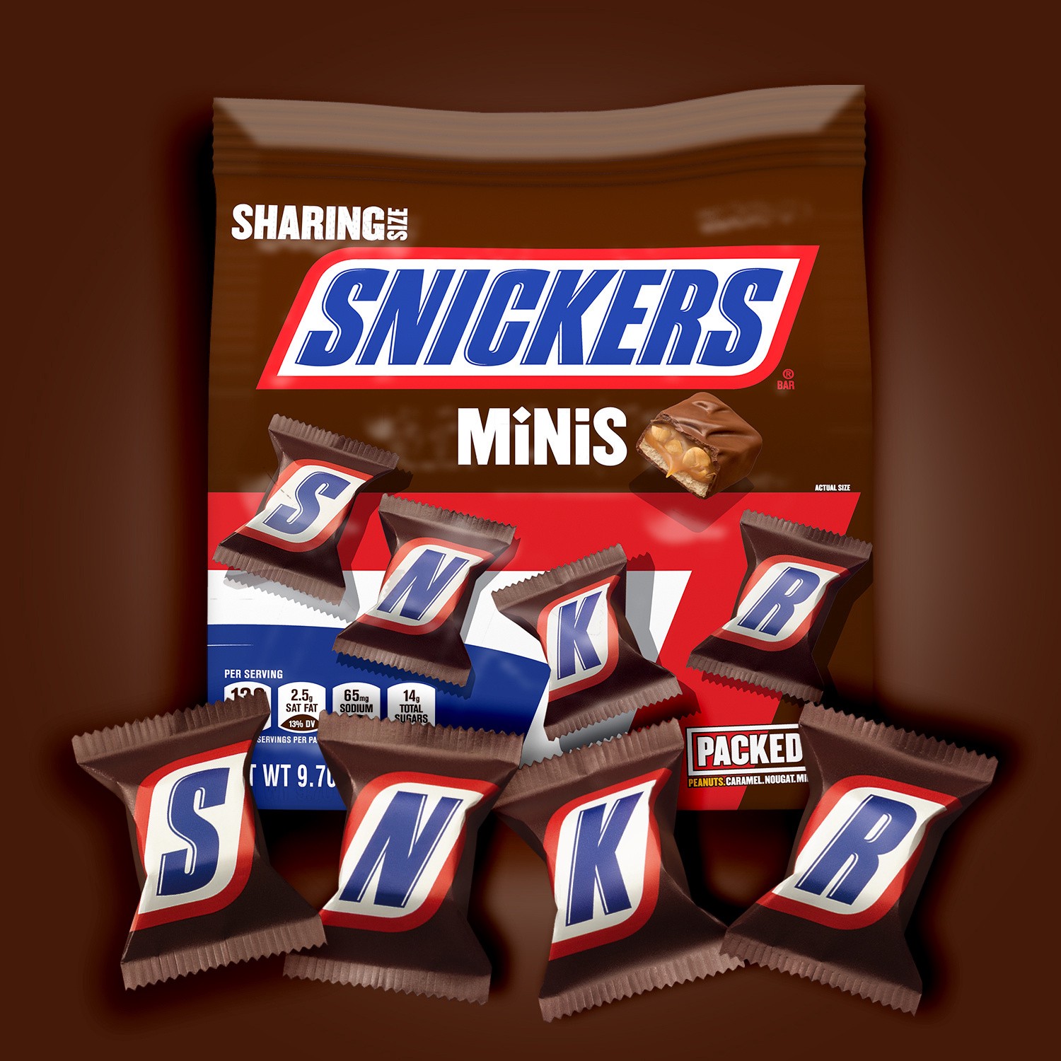 slide 7 of 8, SNICKERS Mini Size Milk Chocolate Candy Bars, 9.7 oz Bag, 9.7 oz