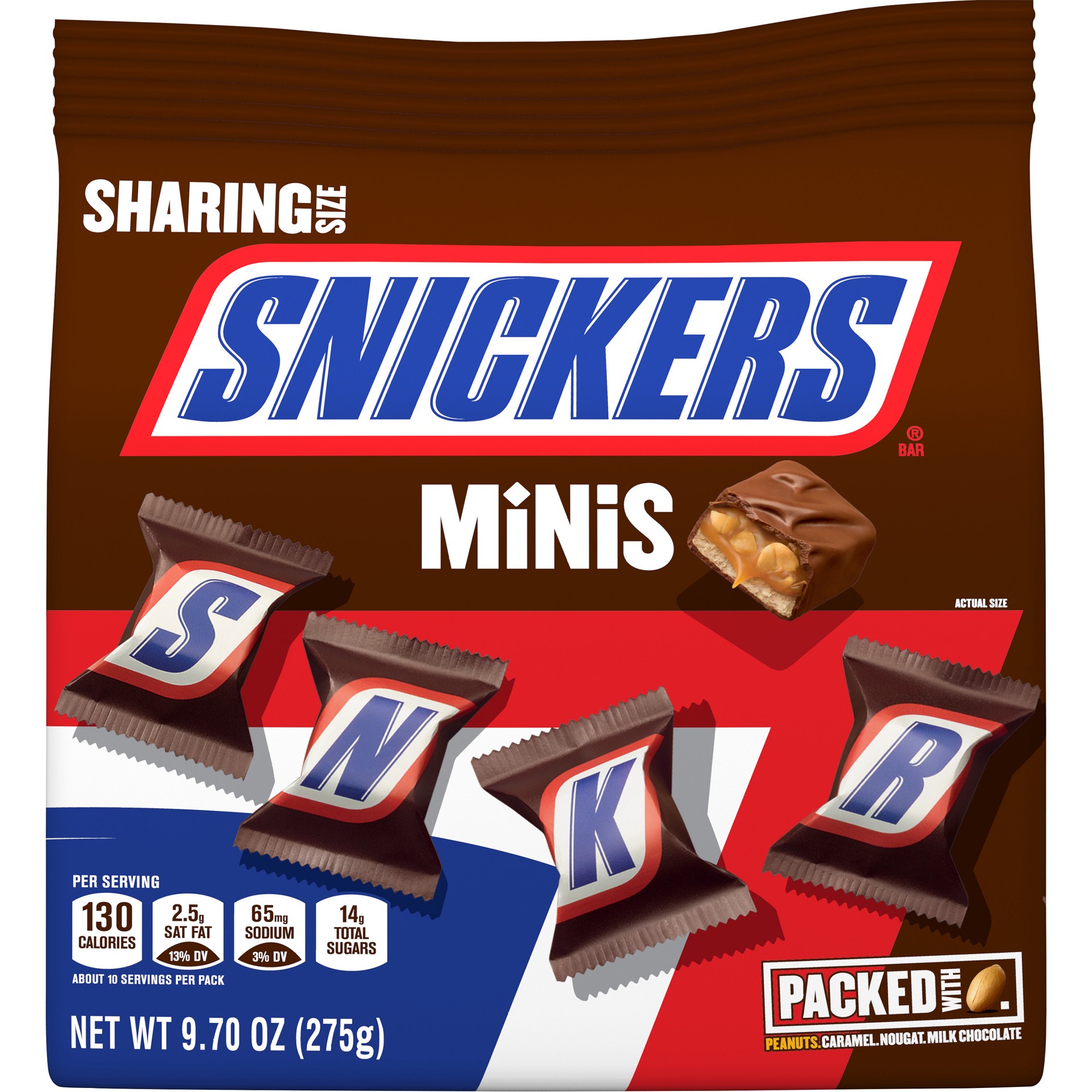 slide 1 of 8, SNICKERS Mini Size Milk Chocolate Candy Bars, 9.7 oz Bag, 9.7 oz