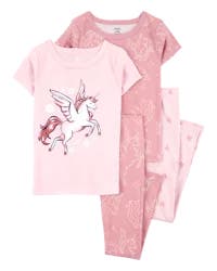 Carter's Kid 4-Piece Unicorn Cotton Pajamas Pink 4