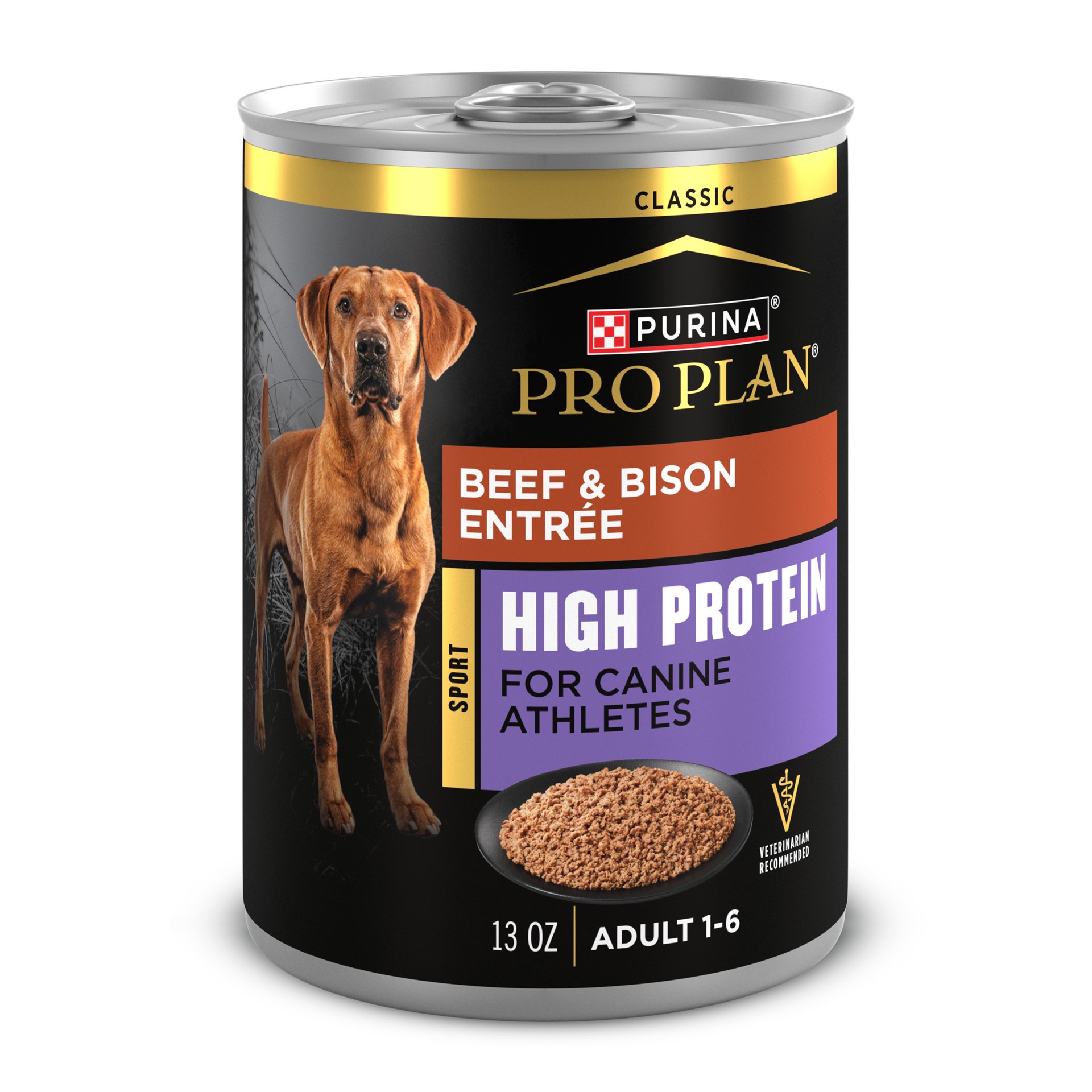 slide 1 of 8, Purina Pro Plan Sport High Protein Wet Dog Food Beef and Bison Entrée, 13 oz