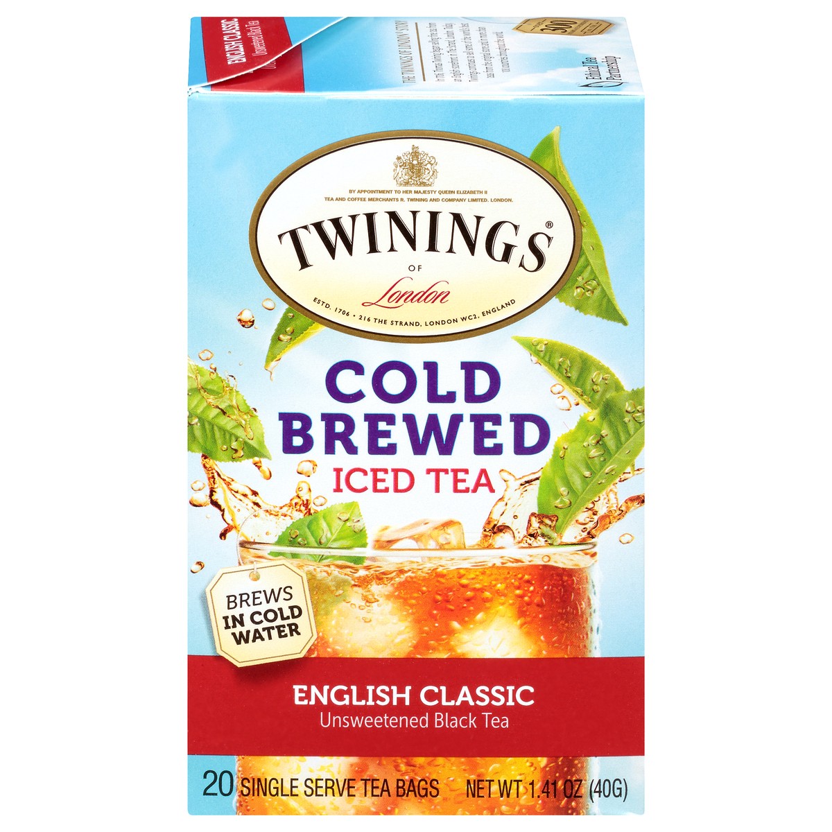 slide 1 of 9, Twinings Tea Black Iced Unsweetened Cold Brew English Classic - 20 Count, 20 ct